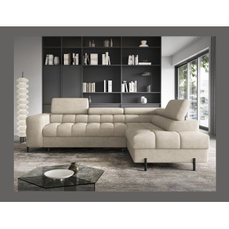 Canapé d'angle droit convertible Beige 5 places FERRUM rangement intégré 276x93x200cm 
