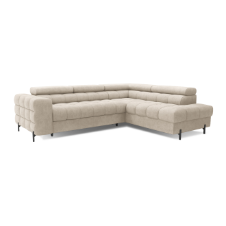 Canapé d'angle droit convertible Beige 5 places FERRUM rangement intégré 276x93x200cm 