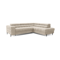 Canapé d'angle droit convertible Beige 5 places FERRUM rangement intégré 276x93x200cm 