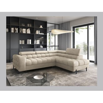 Canapé d'angle droit convertible Beige 5 places FERRUM rangement intégré 276x93x200cm 