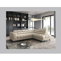 Canapé d'angle droit convertible Beige 5 places FERRUM rangement intégré 276x93x200cm 