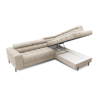 Canapé d'angle droit convertible Beige 5 places FERRUM rangement intégré 276x93x200cm 