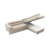 Canapé d'angle droit convertible Beige 5 places FERRUM rangement intégré 276x93x200cm 