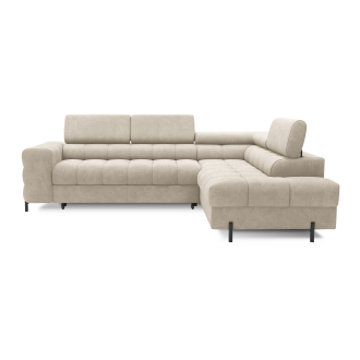 Canapé d'angle droit convertible Beige 5 places FERRUM rangement intégré 276x93x200cm 