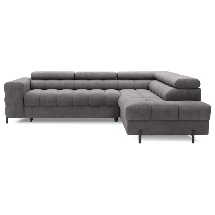 Canapé FERRUM Gris convertible 5 places angle droit appuie-têtes réglables 276x93x200cm 