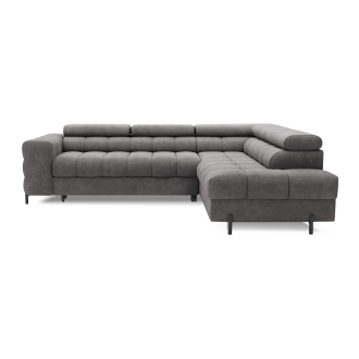 Canapé FERRUM Gris convertible 5 places angle droit appuie-têtes réglables 276x93x200cm 