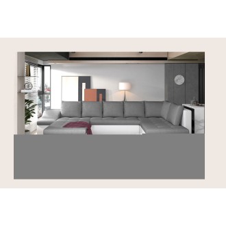 Canapé FERRUM Gris convertible 5 places angle droit appuie-têtes réglables 276x93x200cm 
