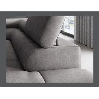Canapé FERRUM Gris convertible 5 places angle droit appuie-têtes réglables 276x93x200cm 