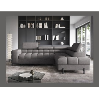 Canapé FERRUM Gris convertible 5 places angle droit appuie-têtes réglables 276x93x200cm 