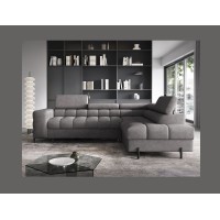 Canapé FERRUM Gris convertible 5 places angle droit appuie-têtes réglables 276x93x200cm 