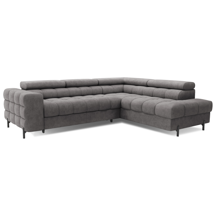 Canapé FERRUM Gris convertible 5 places angle droit appuie-têtes réglables 276x93x200cm 