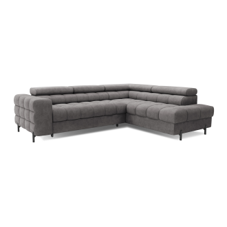 Canapé FERRUM Gris convertible 5 places angle droit appuie-têtes réglables 276x93x200cm 