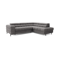 Canapé FERRUM Gris convertible 5 places angle droit appuie-têtes réglables 276x93x200cm 