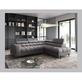 Canapé FERRUM Gris convertible 5 places angle droit appuie-têtes réglables 276x93x200cm 