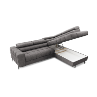 Canapé FERRUM Gris convertible 5 places angle droit appuie-têtes réglables 276x93x200cm 