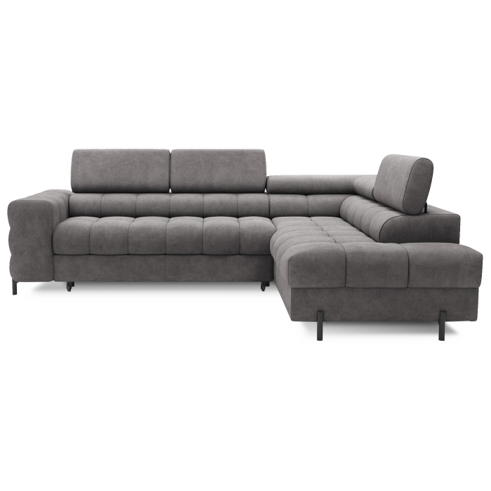 Canapé FERRUM Gris convertible 5 places angle droit appuie-têtes réglables 276x93x200cm 