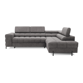Canapé FERRUM Gris convertible 5 places angle droit appuie-têtes réglables 276x93x200cm 