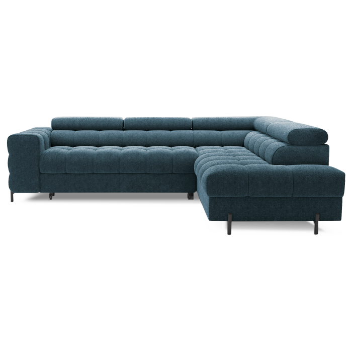 Canapé d'angle droit FERRUM Bleu foncé avec coffre mousse HR 276x93x200cm 