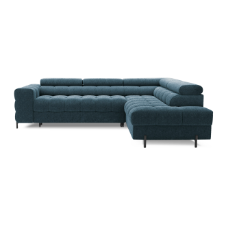 Canapé d'angle droit FERRUM Bleu foncé avec coffre mousse HR 276x93x200cm 