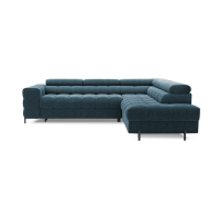 Canapé d'angle droit FERRUM Bleu foncé avec coffre mousse HR 276x93x200cm 
