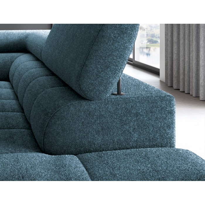 Canapé d'angle droit FERRUM Bleu foncé avec coffre mousse HR 276x93x200cm 