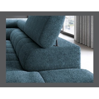 Canapé d'angle droit FERRUM Bleu foncé avec coffre mousse HR 276x93x200cm 