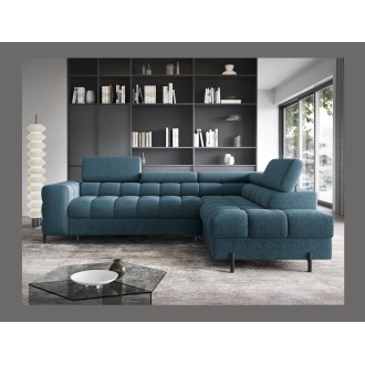 Canapé d'angle droit FERRUM Bleu foncé avec coffre mousse HR 276x93x200cm 
