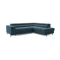 Canapé d'angle droit FERRUM Bleu foncé avec coffre mousse HR 276x93x200cm 
