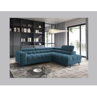 Canapé d'angle droit FERRUM Bleu foncé avec coffre mousse HR 276x93x200cm 