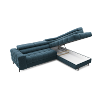 Canapé d'angle droit FERRUM Bleu foncé avec coffre mousse HR 276x93x200cm 