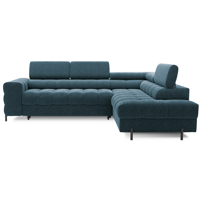 Canapé d'angle droit FERRUM Bleu foncé avec coffre mousse HR 276x93x200cm 