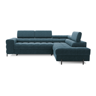 Canapé d'angle droit FERRUM Bleu foncé avec coffre mousse HR 276x93x200cm 