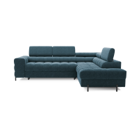 Canapé d'angle droit FERRUM Bleu foncé avec coffre mousse HR 276x93x200cm 