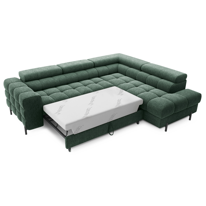 Canapé convertible Vert foncé FERRUM 5 places angle droit style industriel 276x93x200cm 