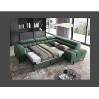 Canapé convertible Vert foncé FERRUM 5 places angle droit style industriel 276x93x200cm 