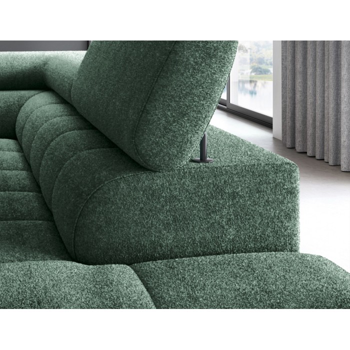 Canapé convertible Vert foncé FERRUM 5 places angle droit style industriel 276x93x200cm 