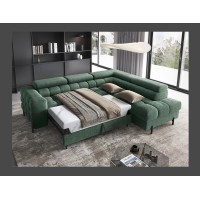 Canapé convertible Vert foncé FERRUM 5 places angle droit style industriel 276x93x200cm 