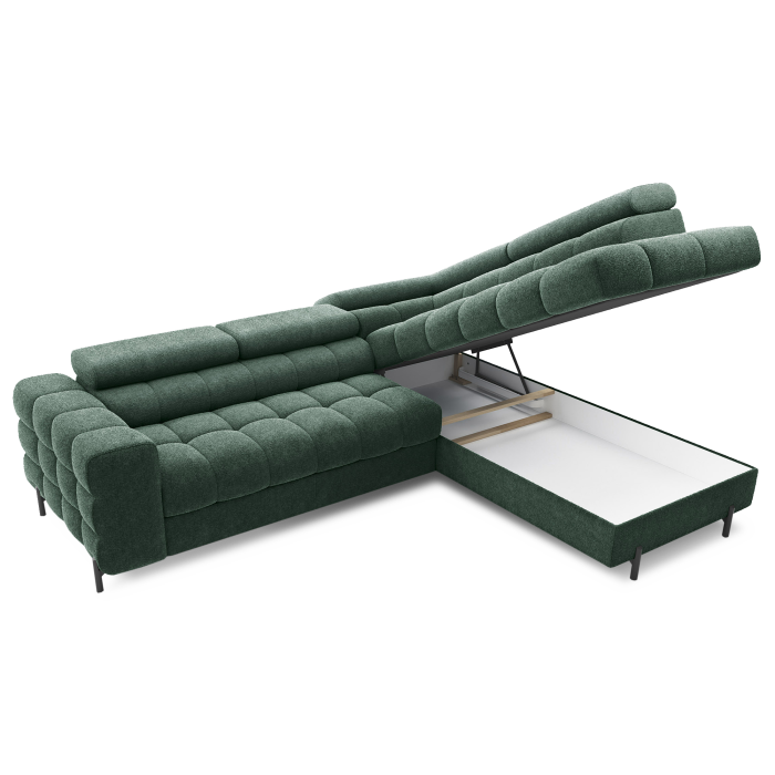 Canapé convertible Vert foncé FERRUM 5 places angle droit style industriel 276x93x200cm 