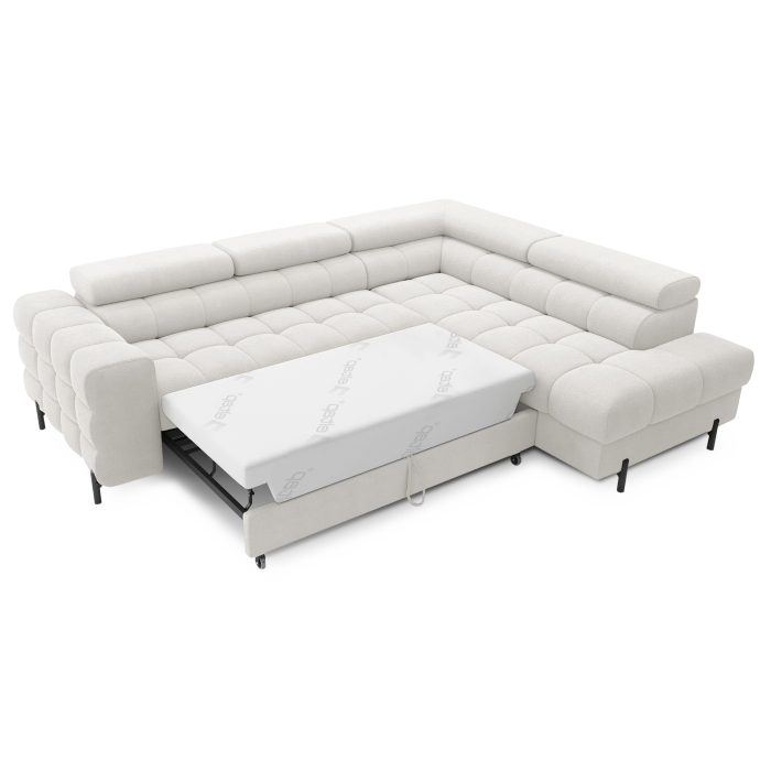 Canapé d'angle droit convertible Blanc alpin 5 places FERRUM méridienne confort 276x93x200cm 