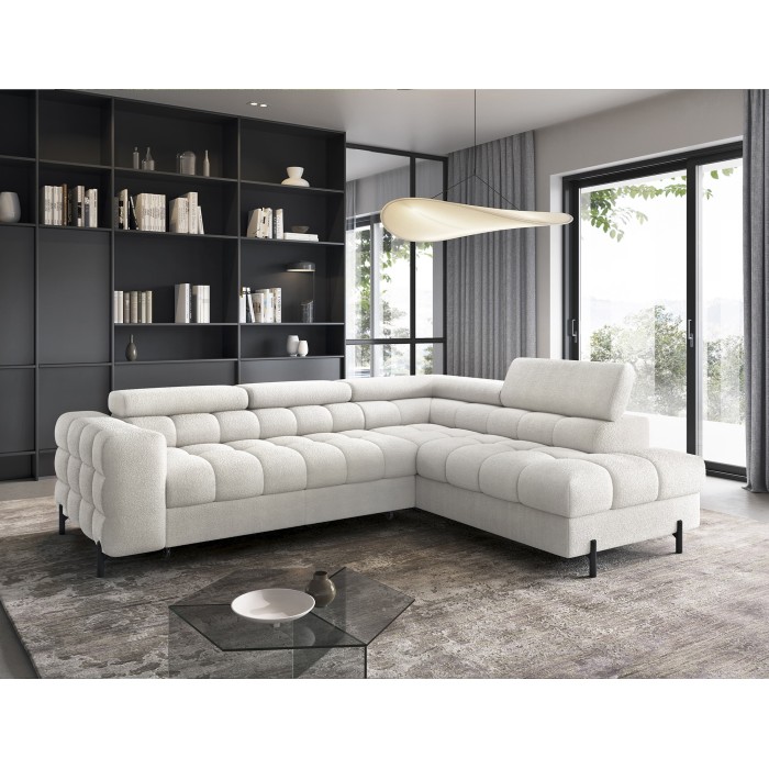 Canapé d'angle droit convertible Blanc alpin 5 places FERRUM méridienne confort 276x93x200cm 