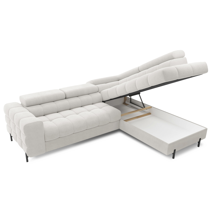 Canapé d'angle droit convertible Blanc alpin 5 places FERRUM méridienne confort 276x93x200cm 