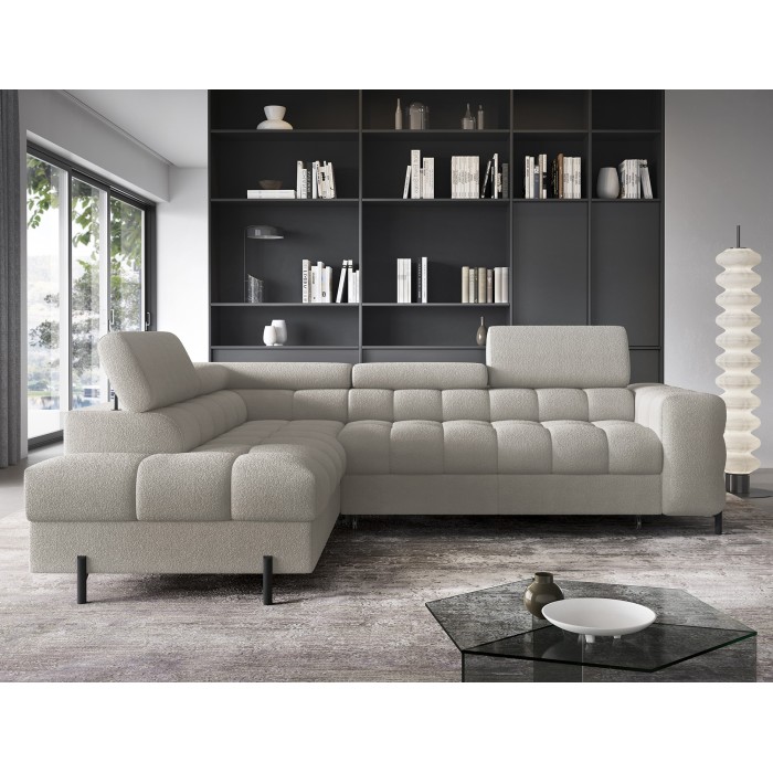 Canapé FERRUM Beige convertible 5 places angle gauche avec méridienne 276x93x200cm 