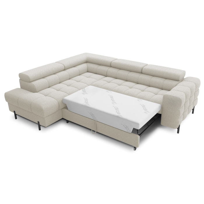 Canapé d'angle gauche FERRUM Beige clair avec coffre avec coffre 276x93x200cm 