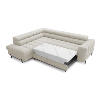 Canapé d'angle gauche FERRUM Beige clair avec coffre avec coffre 276x93x200cm 