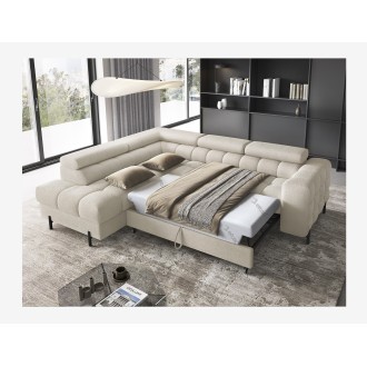 Canapé d'angle gauche FERRUM Beige clair avec coffre avec coffre 276x93x200cm 