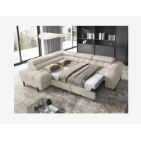 Canapé d'angle gauche FERRUM Beige clair avec coffre avec coffre 276x93x200cm 