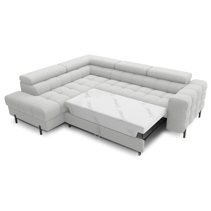 Canapé convertible Gris clair FERRUM 5 places angle gauche avec têtières 276x93x200cm 