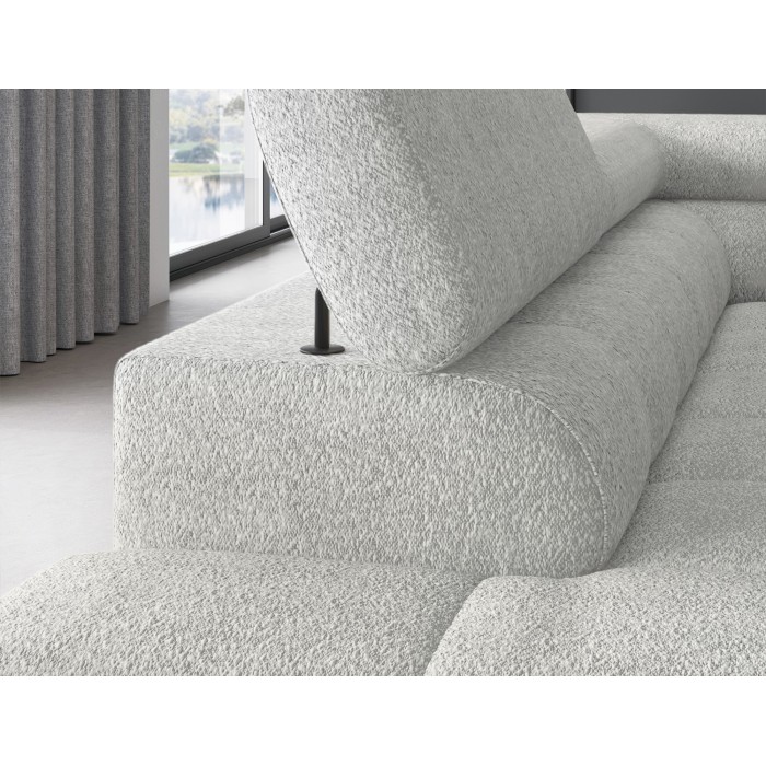 Canapé convertible Gris clair FERRUM 5 places angle gauche avec têtières 276x93x200cm 