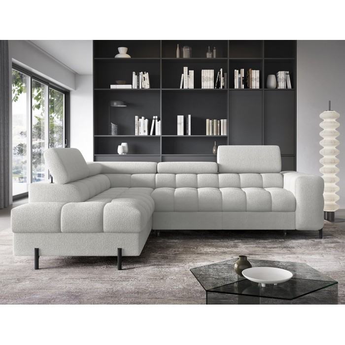 Canapé convertible Gris clair FERRUM 5 places angle gauche avec têtières 276x93x200cm 