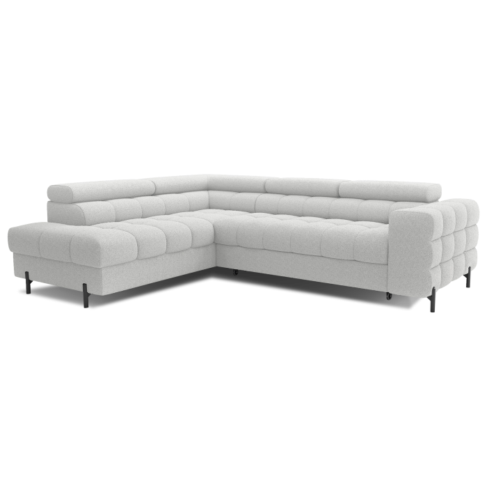Canapé convertible Gris clair FERRUM 5 places angle gauche avec têtières 276x93x200cm 